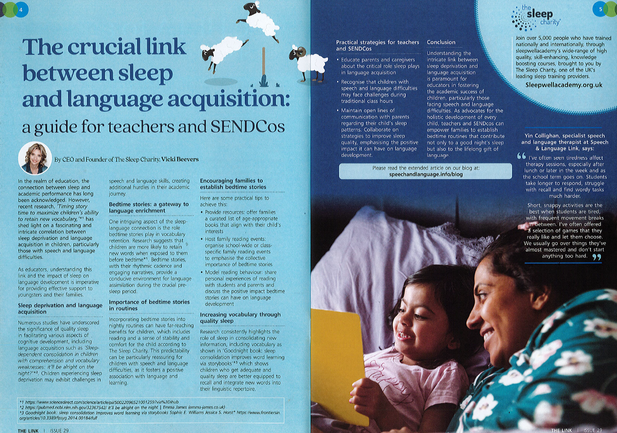 Discussing the link between sleep and potential speech and language difficulties